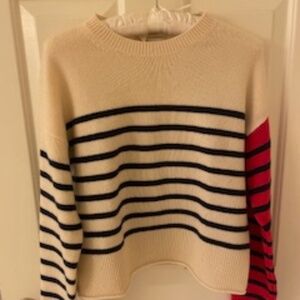 Red White Cream Striped Cashmere Sweater